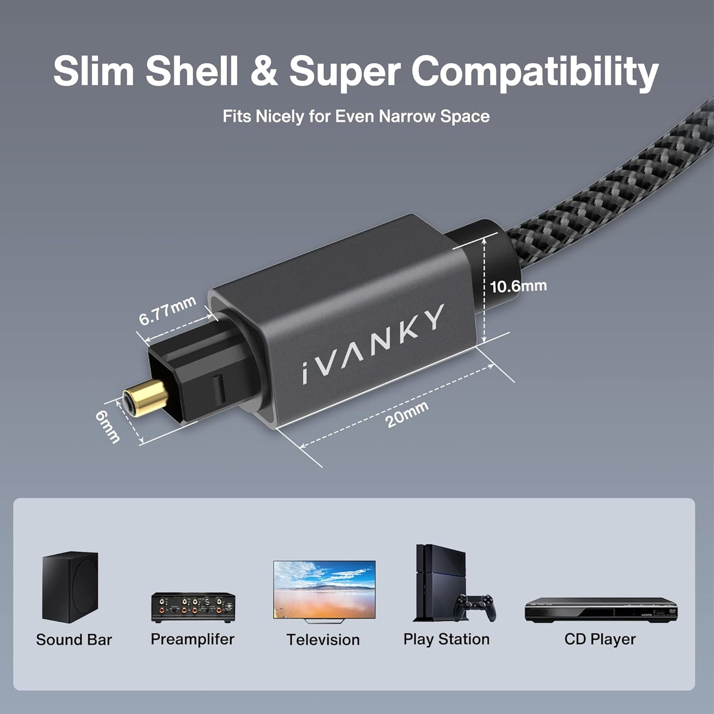 IVANKY Toslink Optisches Audio Kabel 3M