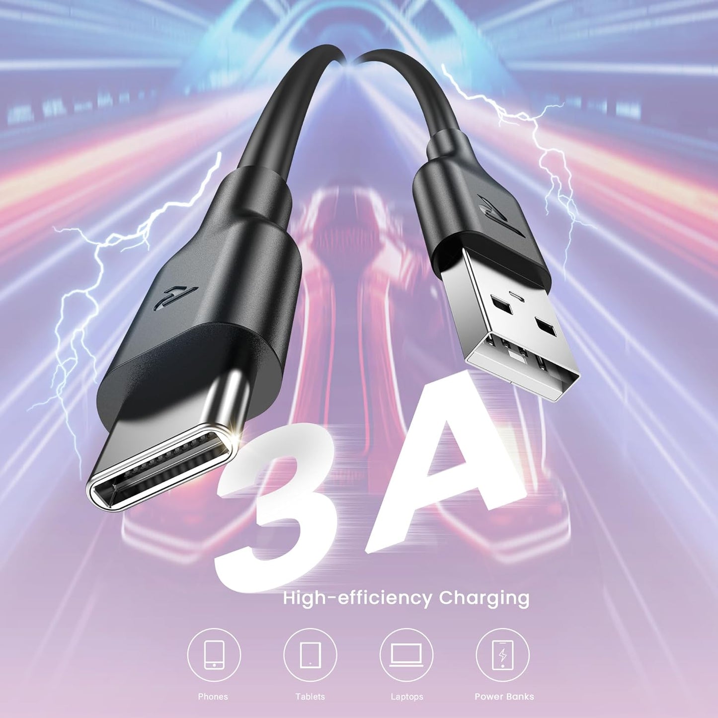 RAMPOW 2M USB C Kabel 5er Pack USB auf USB C Kabel QC3.0, iPhone Samsung Google