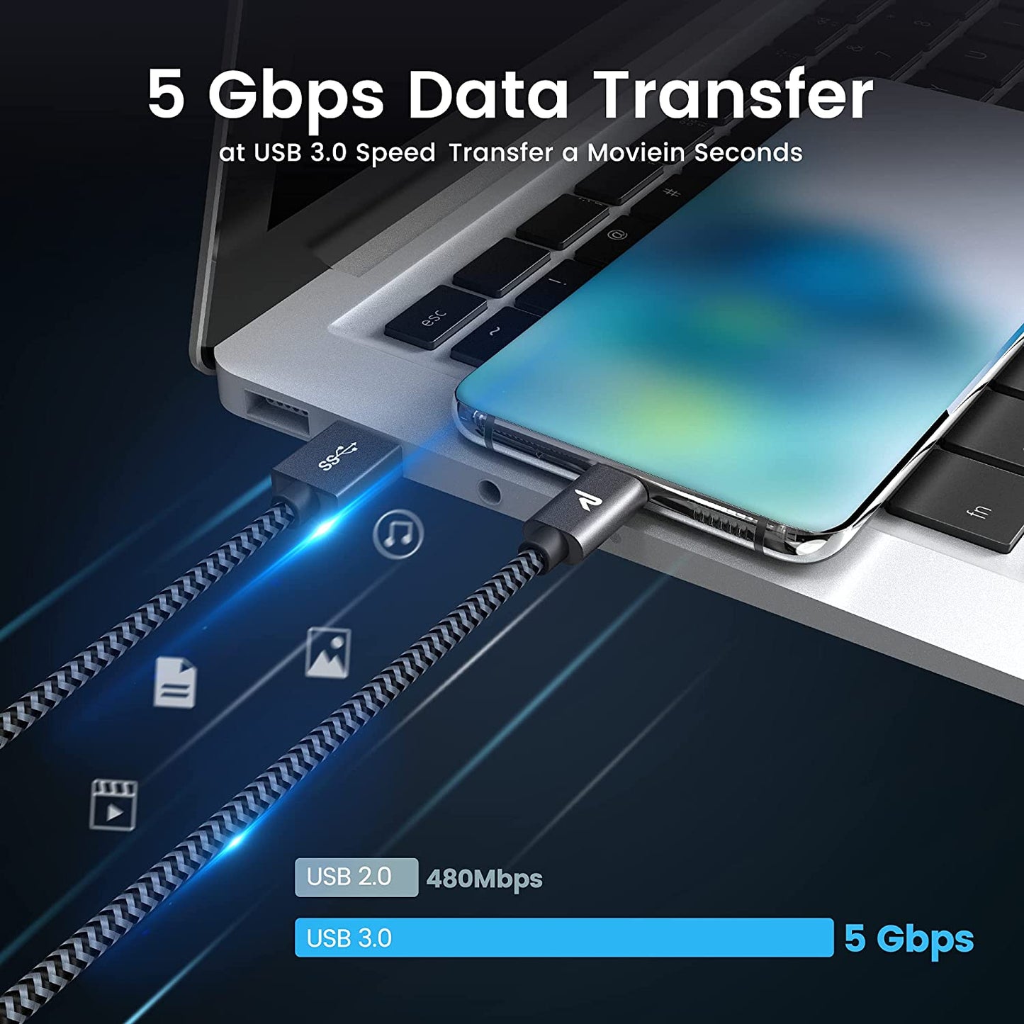 RAMPOW 3M USB C Kabel