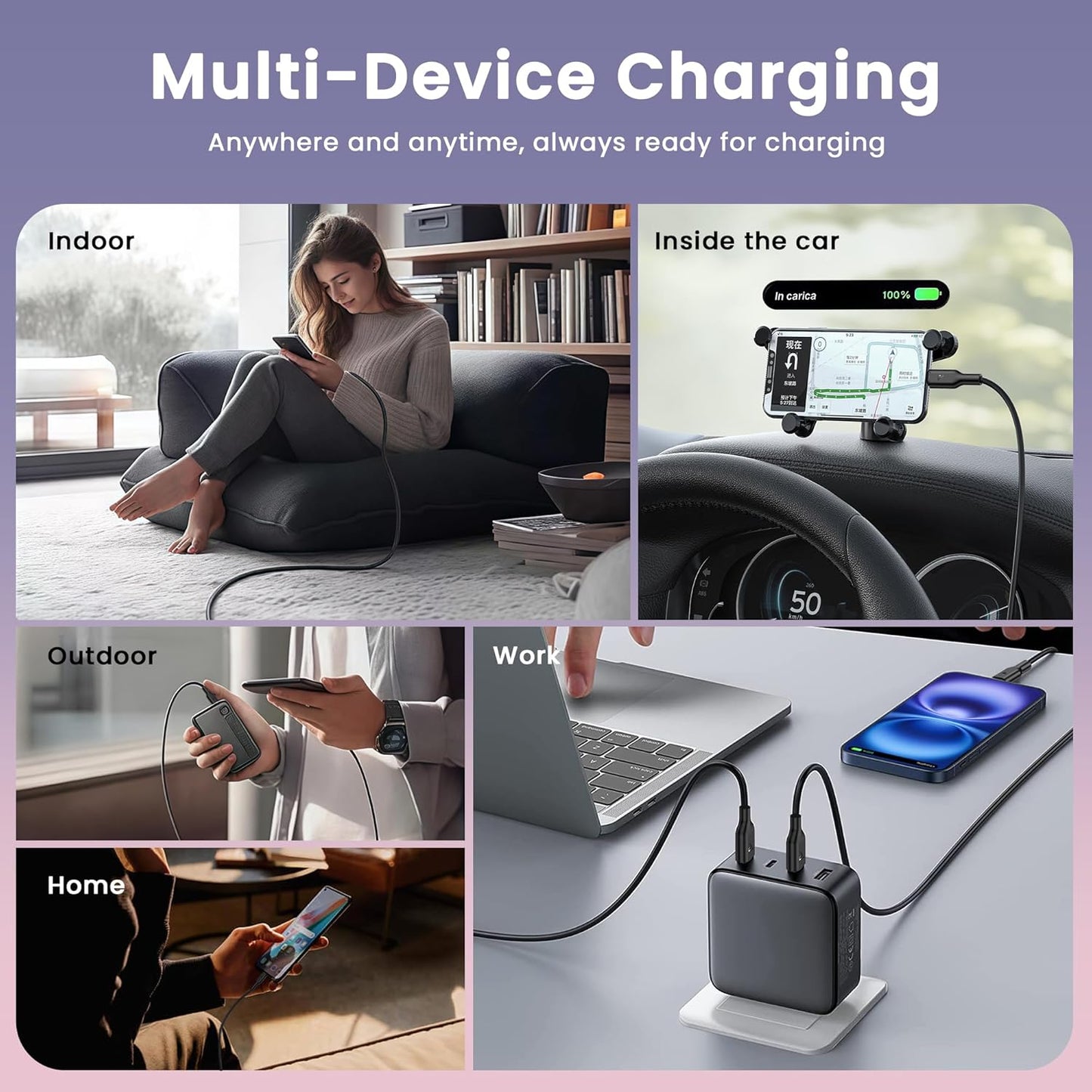 RAMPOW 2M USB C Kabel 5er Pack USB auf USB C Kabel QC3.0, iPhone Samsung Google