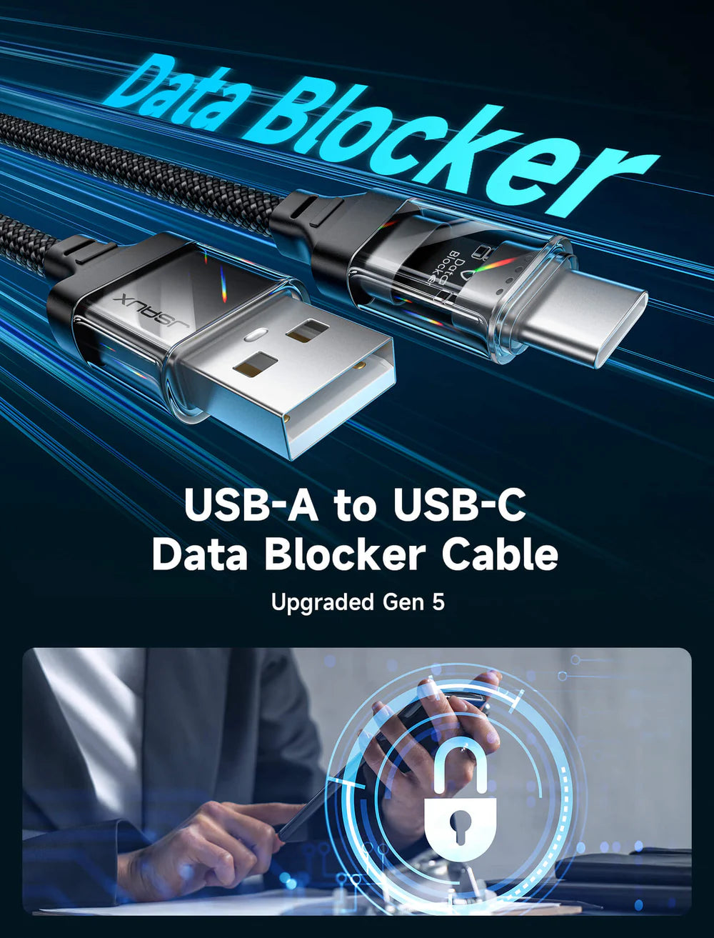 JSAUX USB-C Ladekabel mit Datenblocker 2M