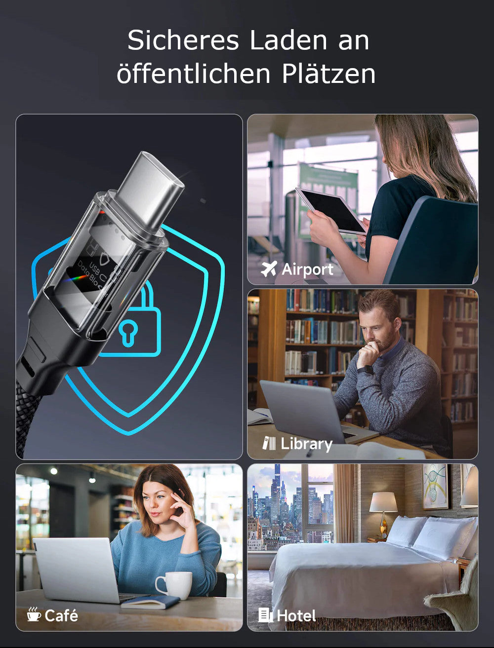 JSAUX USB-C Ladekabel mit Datenblocker 2M