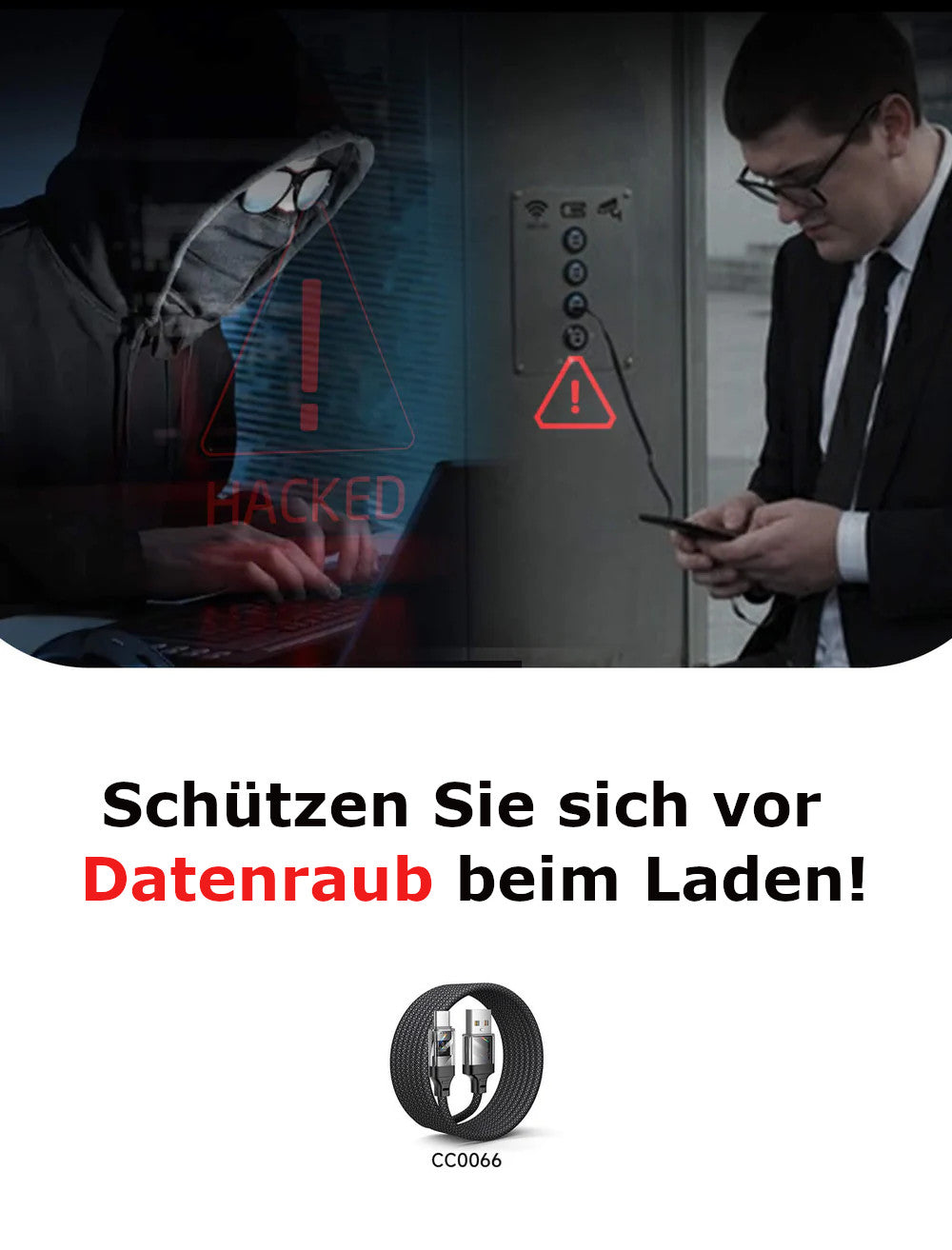 JSAUX USB-C Ladekabel mit Datenblocker 2M
