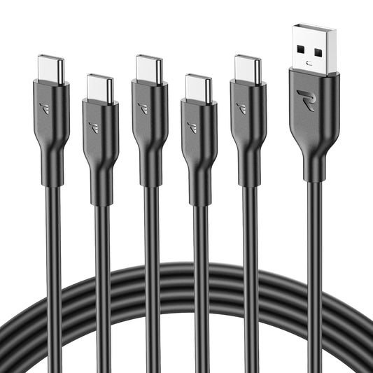 RAMPOW 2M USB C Kabel 5er Pack USB auf USB C Kabel QC3.0, iPhone Samsung Google