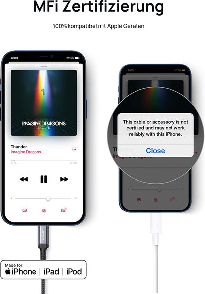 JSAUX iPhone auf 3,5mm Klinke Adapter - MFi-zertifiziert