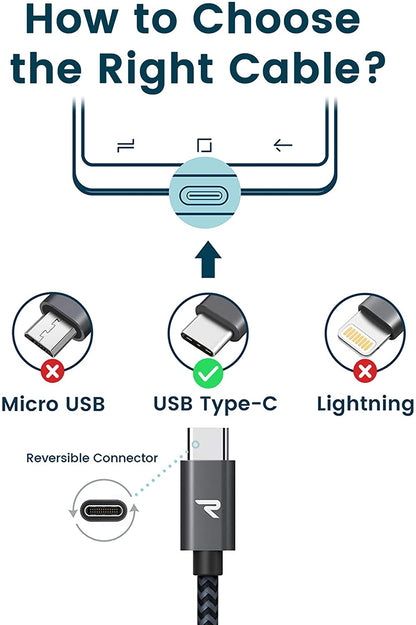 RAMPOW USB-C auf USB-A Ladekabel 0,2M