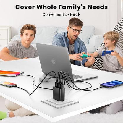 RAMPOW 2M USB C Kabel 5er Pack USB auf USB C Kabel QC3.0, iPhone Samsung Google