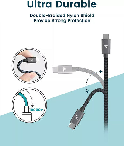 RAMPOW USB-C auf USB-C Ladekabel 0,2M